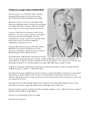 A preview of a PDF biography for Wood, Malcolm Langley